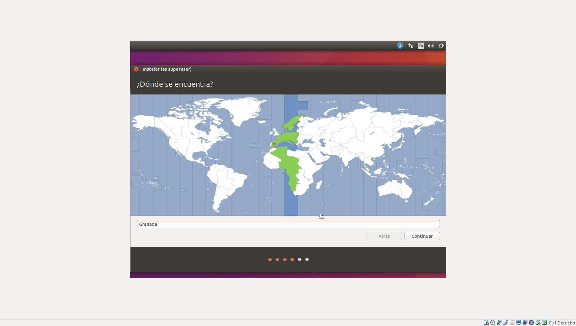 Seleccionar ubicación en Ubuntu