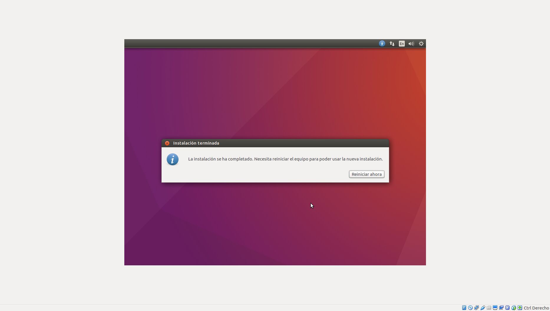 Finalización de la instalación en Ubuntu