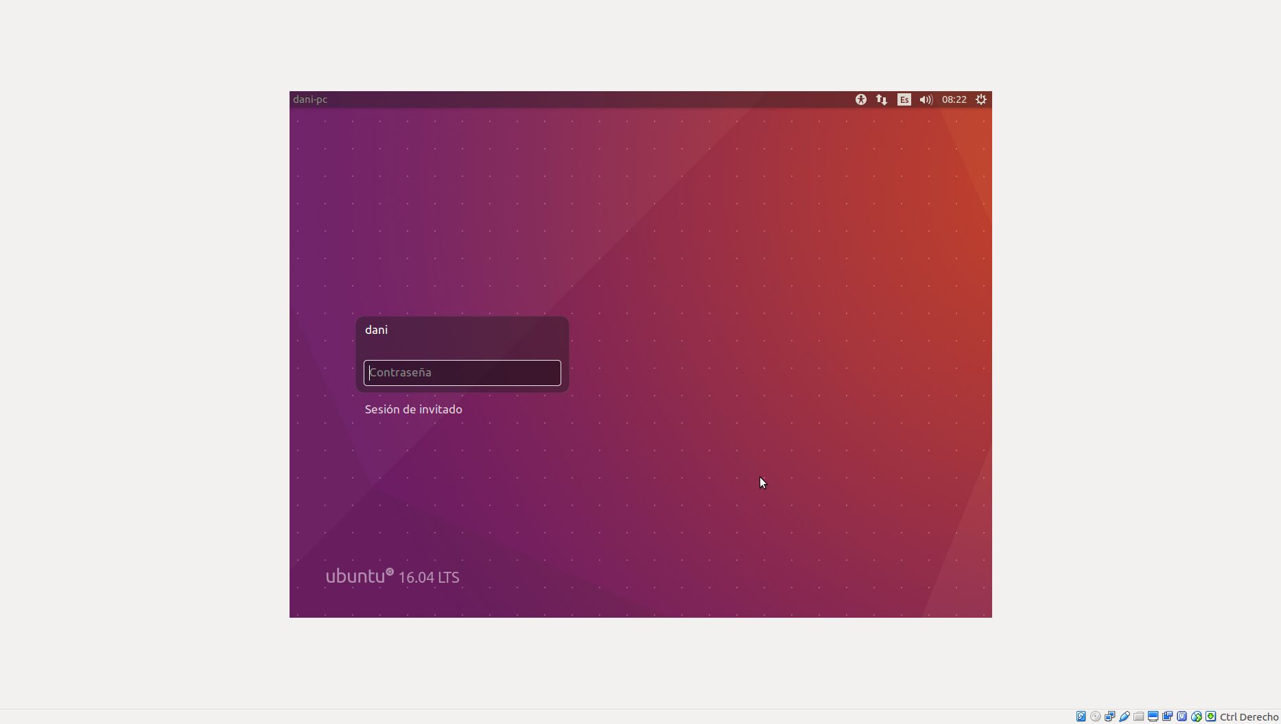 Pantalla de sesión de Ubuntu