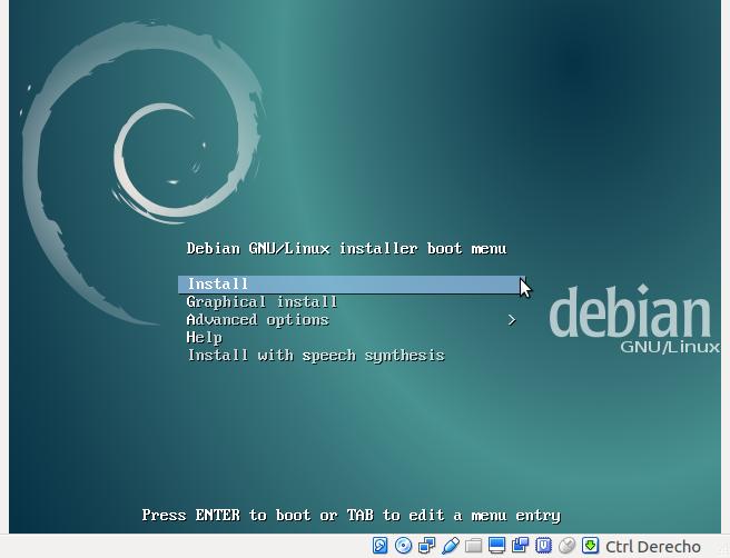 Bienvenida de instalación de Debian