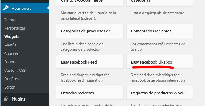 widgets easy facebook likebox