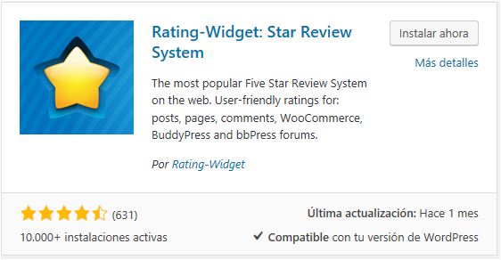 Instalar Rating-Widget: Star Review System