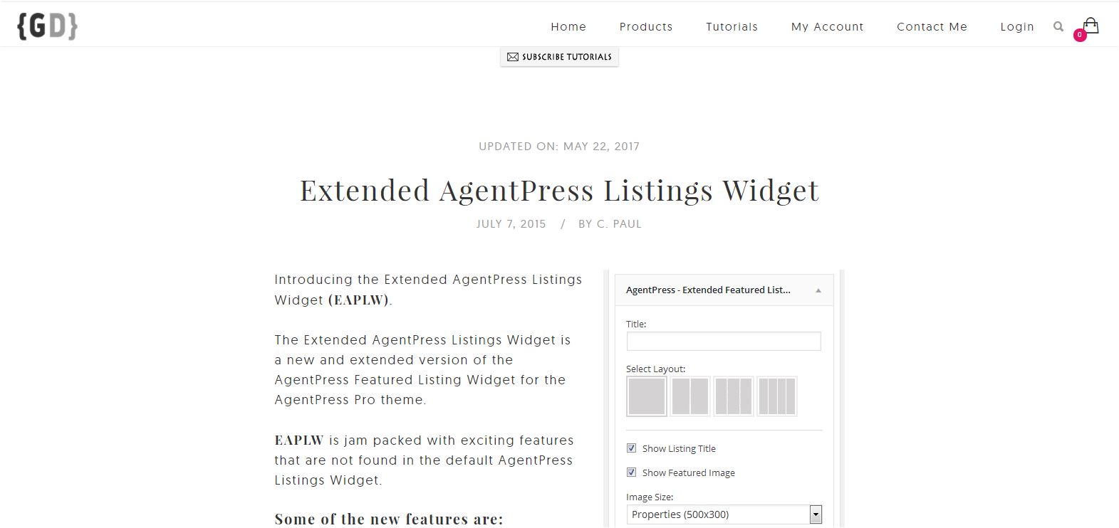Página web de Agent Press Listings Widget
