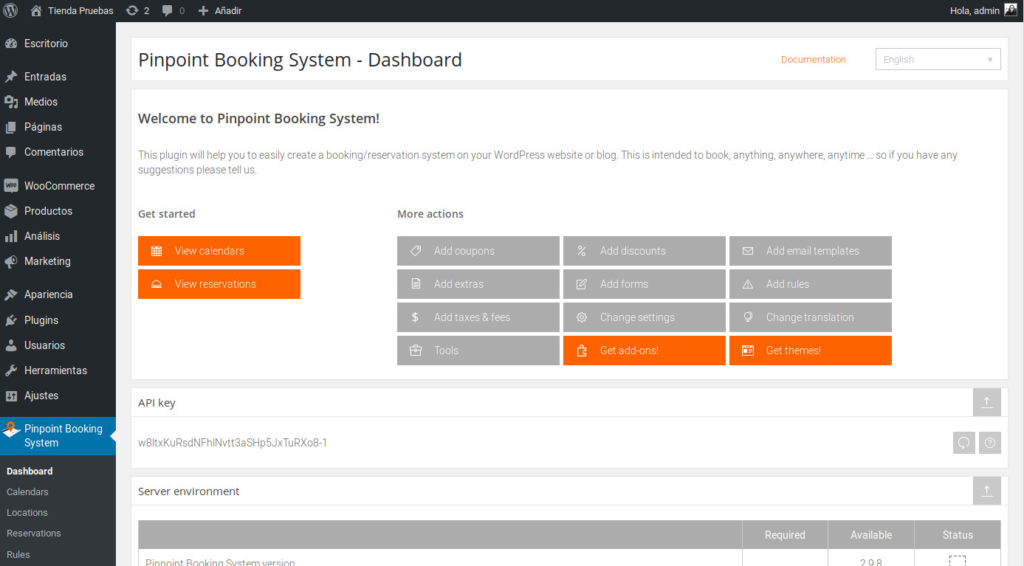 Dashboard de Pinpoint Booking