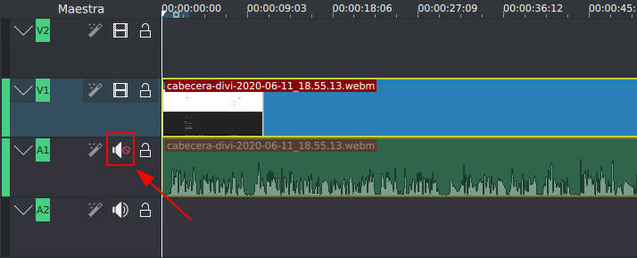 Kdenlive, silenciar pista