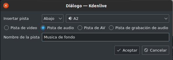 Kdenlive - Insertar pista