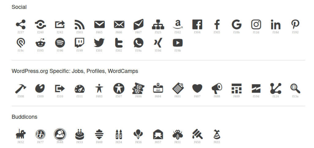Colección Dashicon para WordPress