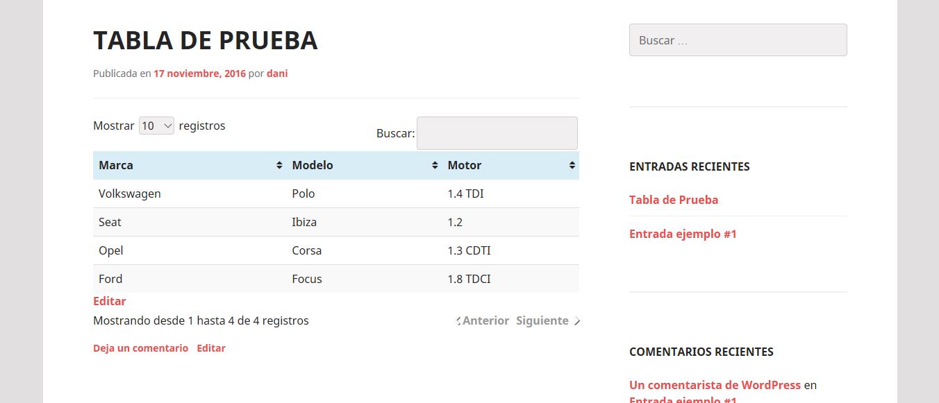 Crea tablas dinámicas en WordPress con TablePress Dani Sánchez